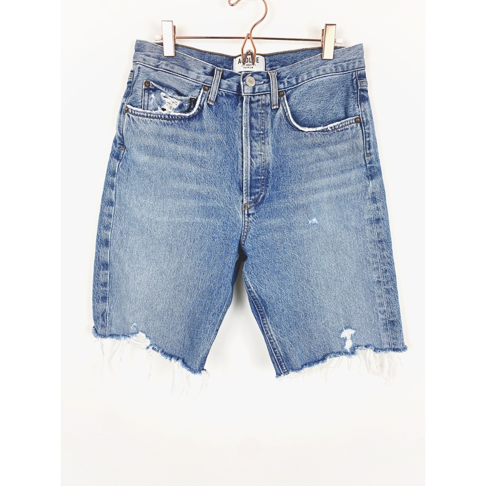 Agolde 90s Longline High Rise Distressed Denim Shorts 26